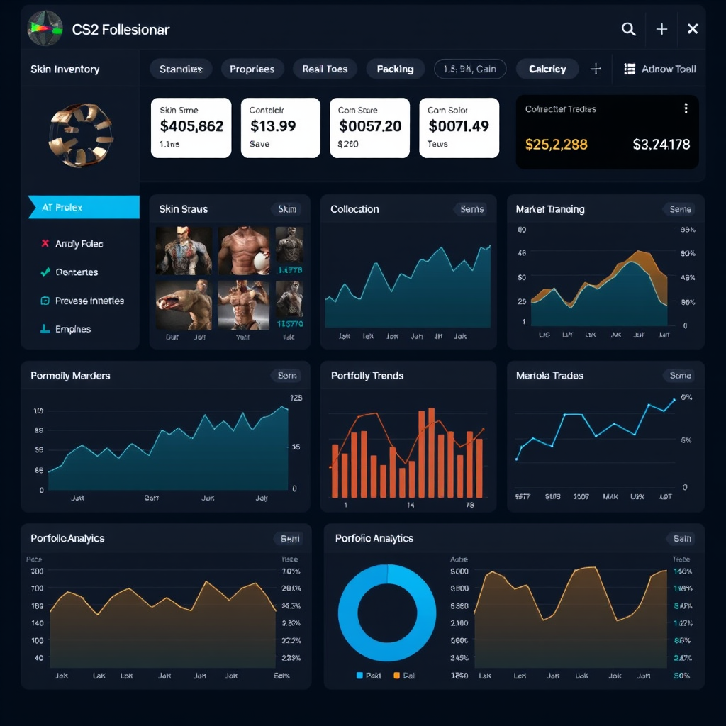 Professional CS2 inventory management dashboard showing skin collection overview with real-time value tracking, market trends, and portfolio analytics for serious traders and collectors