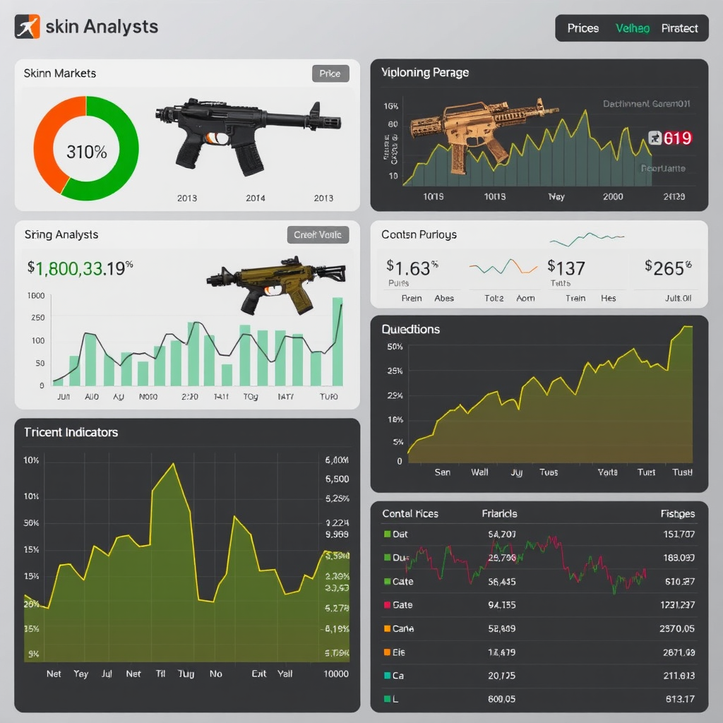 Professional CS2 skin market analysis dashboard showing price charts, trend indicators, and trading volume data for Counter-Strike 2 skins