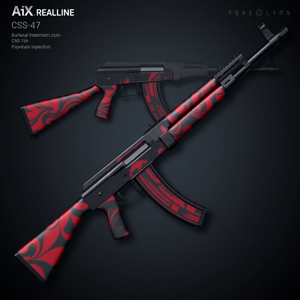 AK-47 Redline CS2 skin with red and black design pattern displayed on weapon inspection screen