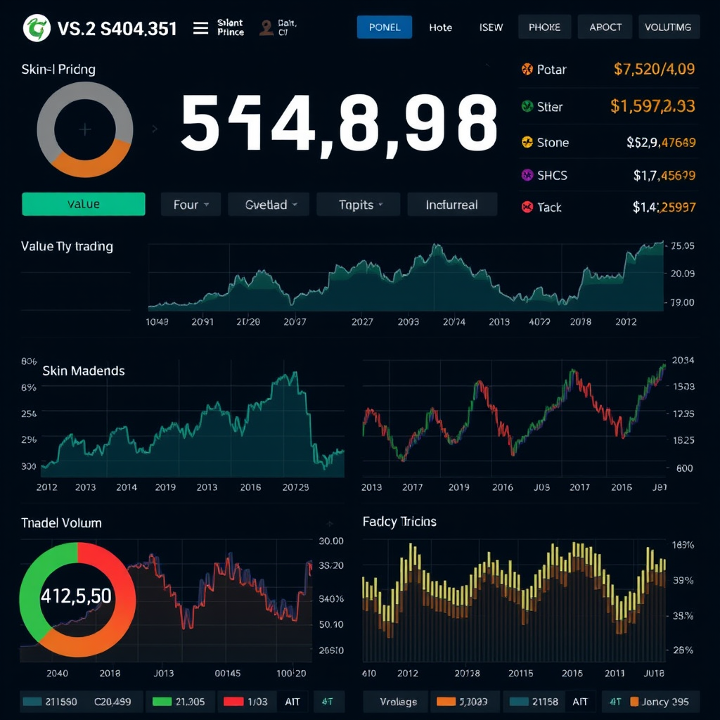 Real-time CS2 skin price charts and market analysis graphs showing value fluctuations, trading volumes, and market trends for informed decision making