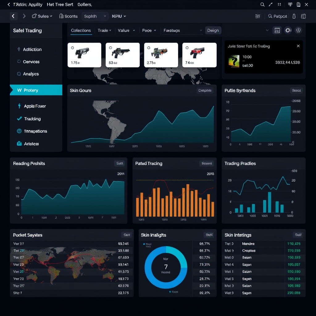 Comprehensive CS2 skin portfolio management interface showing complete collection overview, value tracking, trading analytics, and market insights for professional skin traders